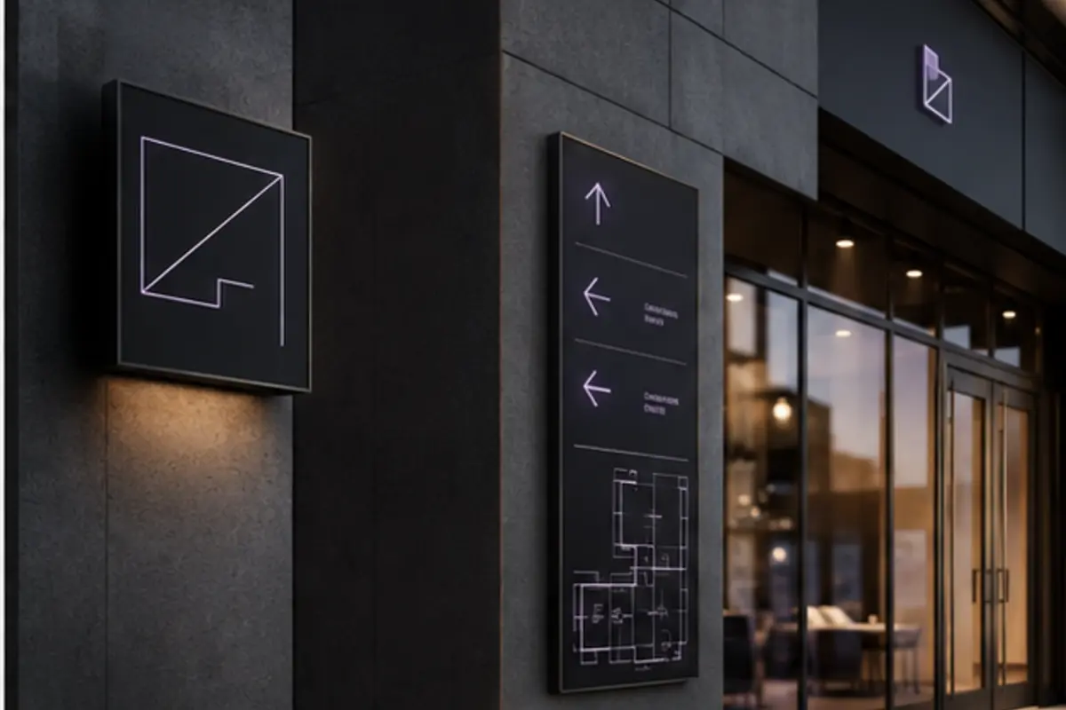 Visuellt koncept som visar skyltning och wayfinding