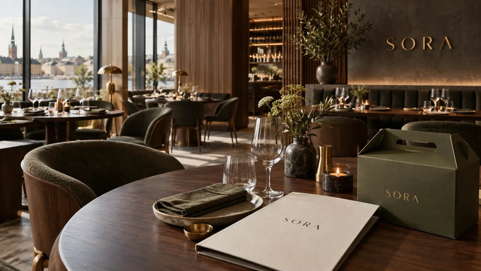 SORA restaurang — varumärke och rum