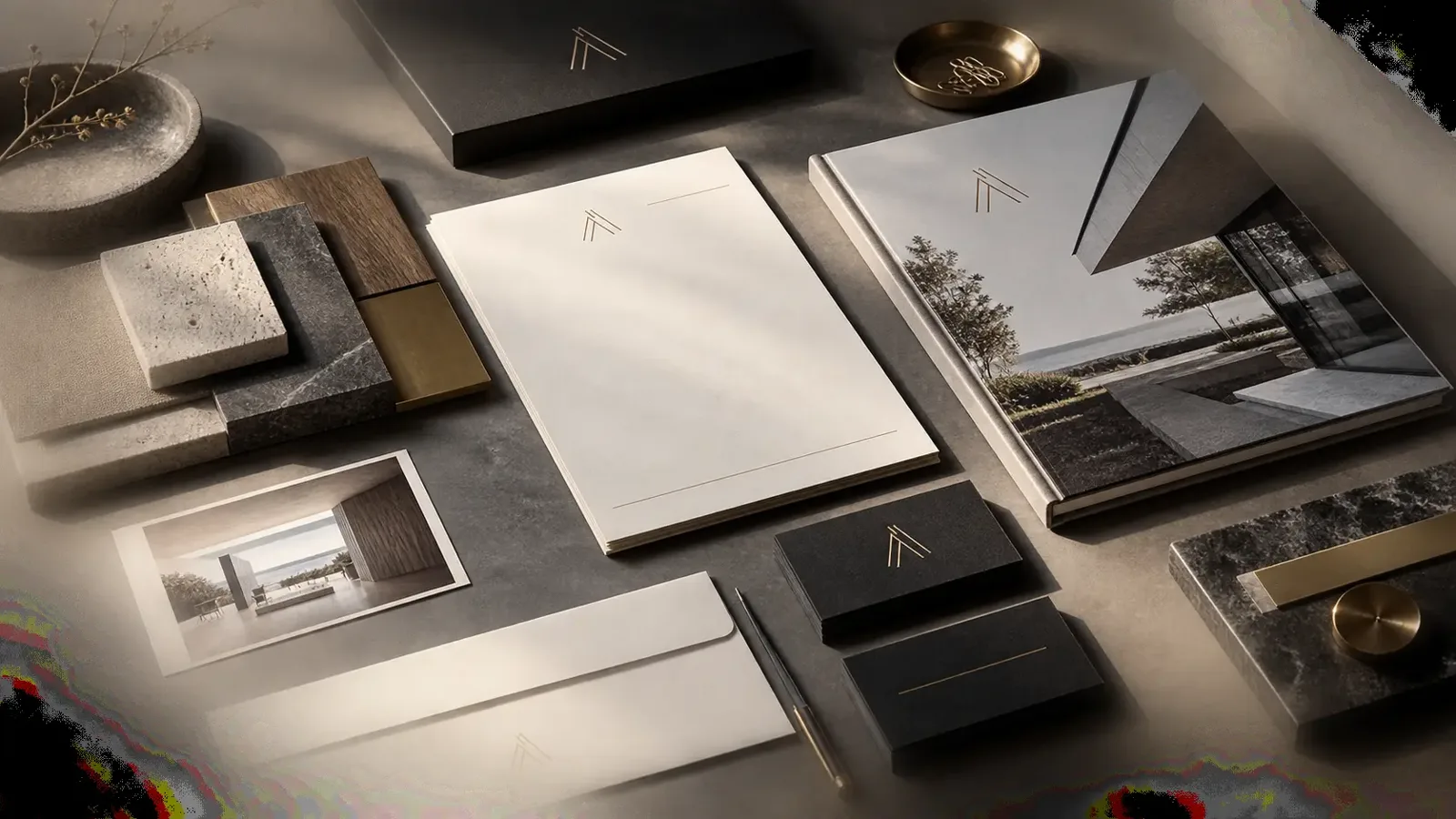 Nordisk visuell identitet med trycksaker och materialprover